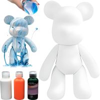 Флюїдний ведмедик Зроби сам DIY Creative Fluid Bear 23 см з фарбами 3 шт Набір розмальовка іграшка Ведмедик для творчості вініловий ведмідь флюїд-арт