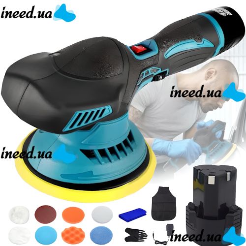 Бездротова Полірувальна машинка Makita 12V D600 12В акумуляторна ексцентрикова шліфувальна машина для полірування автомобіля з насадками 6 швидкостей