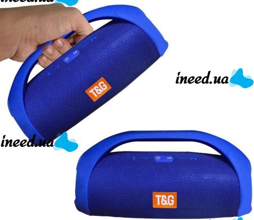 Large Wireless Music Speaker T&G Booms Box Big Blue with Handle, Portable Bluetooth Speaker Style T&G Boombox USB AUX for Android IOS