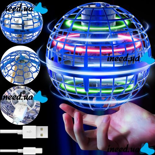 Світиться літаючий куля спиннер FlyNova pro Gyrosphere USB з LED підсвічуванням, інтерактивна іграшка левітуючий м'яч бумеранг 95мм для дітей Синій