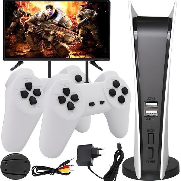 Dendy 8 Bit Game Station PS5 Game Console with Two Joysticks and 620 Built-in GS5 Games, Dendy G155 Children's Retro Console for TV