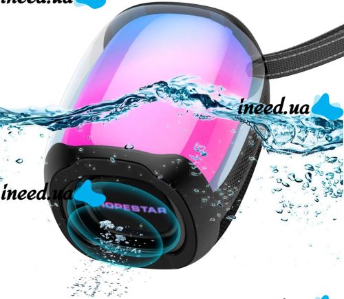 Беспроводная колонка со светомузыкой Hopestar P50 mini Black портативная Bluetooth мини акустика с RGB подсветкой USB AUX для Android IOS Черная