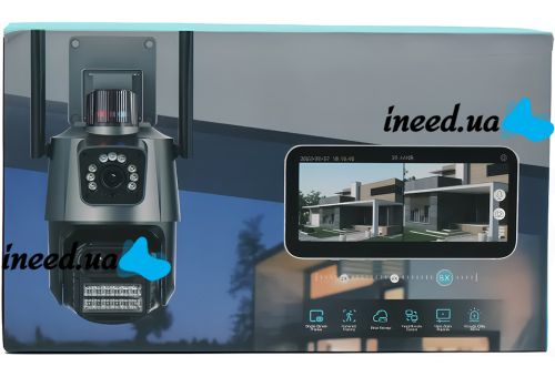 Color Outdoor IP Surveillance Camera with Dual Camera P11 WiFi Video Camera with Night Shooting, Motion Sensor and Microphone 3MP SD RJ45