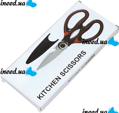 Універсальні кухонні ножиці Onnaaruji Kitchen Scissors KJ01 для нарізання м'яса, риби та овочів, горіхокол з нержавіючої сталі з відкривачкою в чохлі