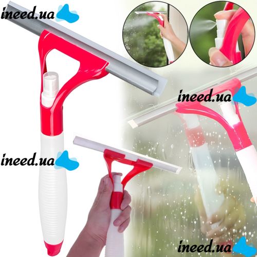 Швабра для чищення вікон Water Spray Glass Cleaner 2 в 1 щітка Очищувач скла зі скребком і розпилювачем пульверизатором для миття скла Liao