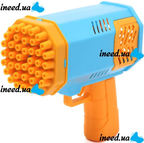 Генератор мильних бульбашок Rocket Bubble Gun на 40 отворів з піддоном, дитячий іграшковий пістолет з LED підсвічуванням на батарейках від 3-х років 555-2