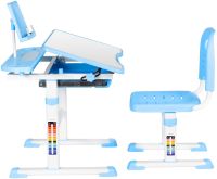 Children's desk with chair Bambi M 4818-4 student desk and chair with adjustable height and stand for books from 3 years old NJ-492 Blue