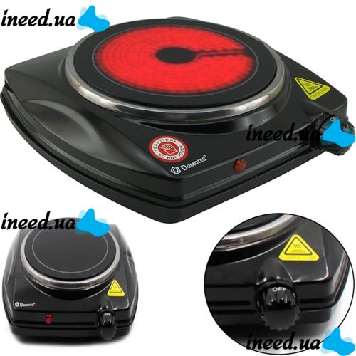 Electric Desktop Infrared stove Domotec MS-5851 Ceramic for 1 burner, Ceramic electric stove 1200 W thermostat for 5 positions Black