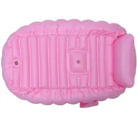 Надувная детская ванна для купания Intime Baby Bath Tub JS033 противоскользящая ванночка с подушкой, сливом и насосом для малышей Розовая YT-226A