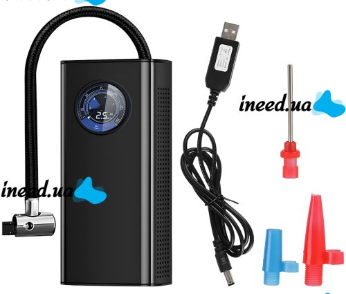 Charge Pump CQB002 3600mAh rechargeable car air compressor with flashlight and display, 150 PSI tire inflation pump