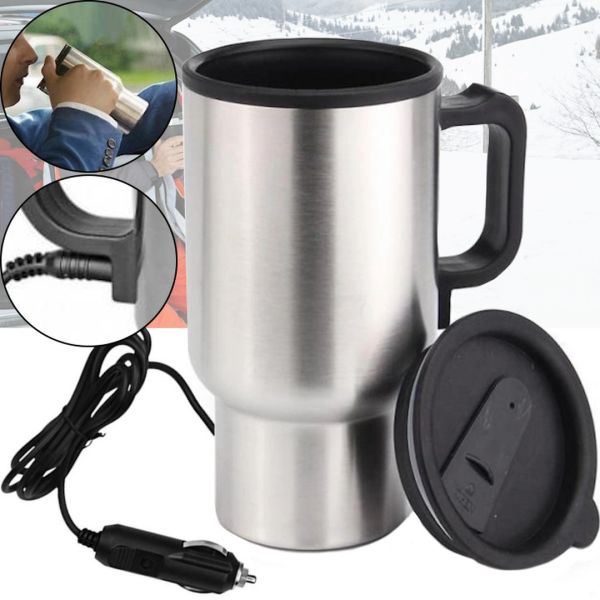 Автомобильная термокружка термос с подогревом Electric Mug 140Z чашка 400мл 12V, авто кружка кипятильник от прикуривателя в машину 2240 Серебристый