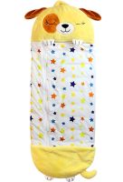 Sleeping Bag with Pillow for Children Happy Nappers Doggy 3 in 1 Children's Sleeping Bag 130X50 cm Cocoon Transformer, Pillow Toy with Zipper Yellow