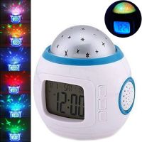 Настільний годинник-проектор Music And Starry Sky Calendar 1038 з LED підсвічуванням, музичний нічник проектор зоряного нічного неба світильник білий