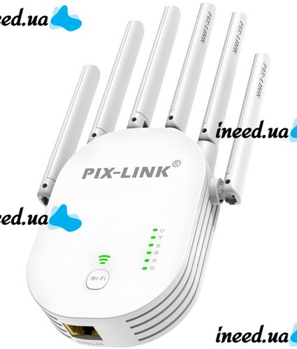 Бездротовий WI-FI ретранслятор Repeater Pix-Link LV-WR60T підсилювач сигналу до 300 Мбіт з WLAN ретранслятор розширювач діапазону вай фай роутера 6 антен