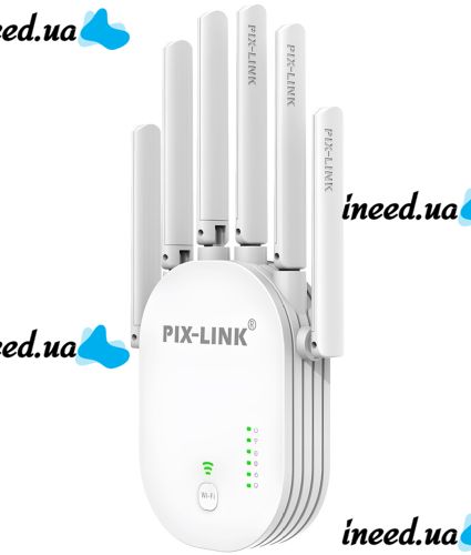 Бездротовий WI-FI ретранслятор Repeater Pix-Link LV-WR60T підсилювач сигналу до 300 Мбіт з WLAN ретранслятор розширювач діапазону вай фай роутера 6 антен