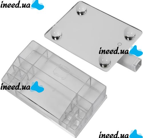 Desktop Makeup Organizer Cosmetic Mirror 360 CY020-036 Touch Screen for Cosmetics with LED Backlight on Stand MAG-714 HH073-1 White