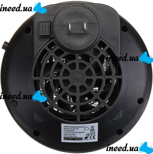 Portable Heater Wonder Heater BD-168 Mini Fan Heater in an Outlet with Thermostat and Timer 900W Mains Plug with Remote Control Black