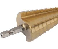 Set of Satra S-SDS6 step taper drill bits 6 pieces 4-32 mm set of titanium coated metal cutters for drill and screwdriver in a case