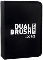 Набір акварельних маркерів-лінерів для малювання Dual Brush 100 шт комплект двосторонніх скетч маркерів кистей на водній основі в пеналі 100 кольорів
