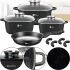 Кухонний набір посуду Bellmax Cookware Set BM - 132 3 казана і сковорода для приготування їжі , каструлі з кришками і гранітним покриттям 9 предметів