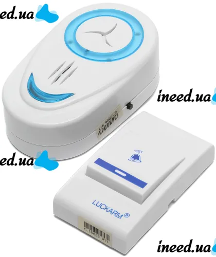 Дверний дзвінок Luckarm Intelligent 8853 бездротова кнопка на батарейках, передавач сигналу і приймач на 32 мелодій для вхідних дверей до 150 м