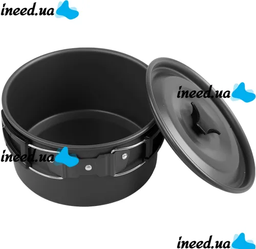 Туристический кухонный набор посуды Cooking Set SY-200 2 в 1 комплект сковородка, кастрюля и кухонные принадлежности в чехле для кемпинга DS-200