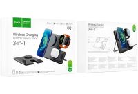Wireless Charger Hoco Qi Geek Folding Black 3 in 1 Magnetic Charging Magsafe for Phone and Headphones IOS Android Type-C CQ1 Black