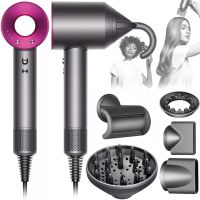 Фен для укладання і сушіння волосся Super Hair Dryer Supersonic HD07 5 в 1 стайлер зі змінними магнітними насадки, захистом від перегріву і турборежимом 1600 W Рожевий