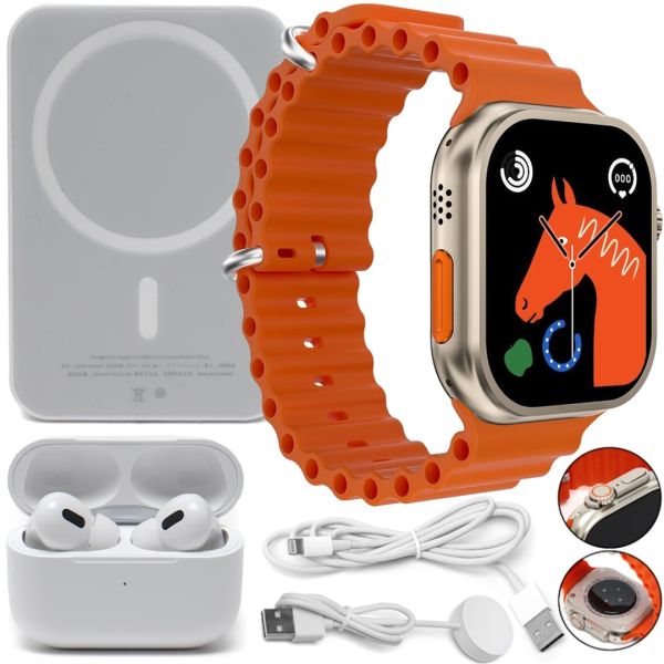Aemax 3 in 1 Wrist Smart Watch Set RM22 Vacuum Bluetooth Earphone AirPods Pro and MagSafe Wireless Power Bank for Phone