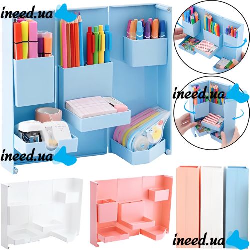 Desktop Folding Organizer Folding Storage Box FB-1990 for stationery, Stand case for office and small items for 6 compartments