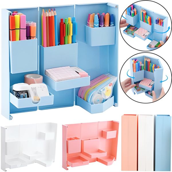 Настольный складной органайзер Folding Storage Box FB-1990 для канцелярских принадлежностей, Подставка кейс для канцелярии и мелочей на 6 отделений