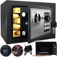 Electronic safe Malatec S8799 with 2 keys for storing money and valuables, furniture mini safe with electronic code and key Black