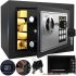 Electronic safe Malatec S8799 with 2 keys for storing money and valuables, furniture mini safe with electronic code and key Black
