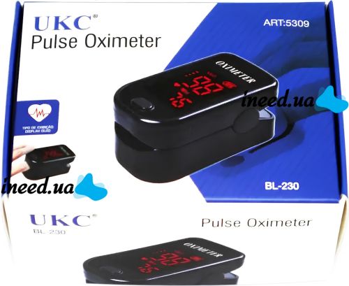 Портативний пульсоксиметр на палець Pulse Oximeter BL - 230 пульсометр з LCD дисплеєм на батарейках для вимірювання пульсу сатурації кисню в крові