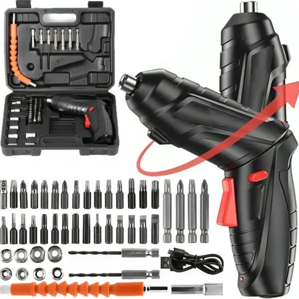 Беспроводная аккумуляторная отвертка Tools Tuoye Cordless Screw LY-83 47 предметов с насадками Электрическая 1800mAh с поворотной рукояткой в кейсе