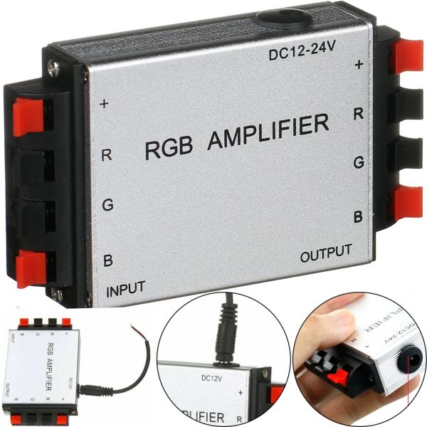 Universal Dual-board RGB Voltage Amplifier Amplifier XM-01 12V-24v 6A for LED Strip, 12V Controller for LED Strips Silver