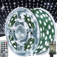 Новогодняя гирлянда роса 100 метров 1000 LED диодов с пультом Холодная белая IP44, светодиодная нить Xmas 8 режимов 100м от сети Холодный белый