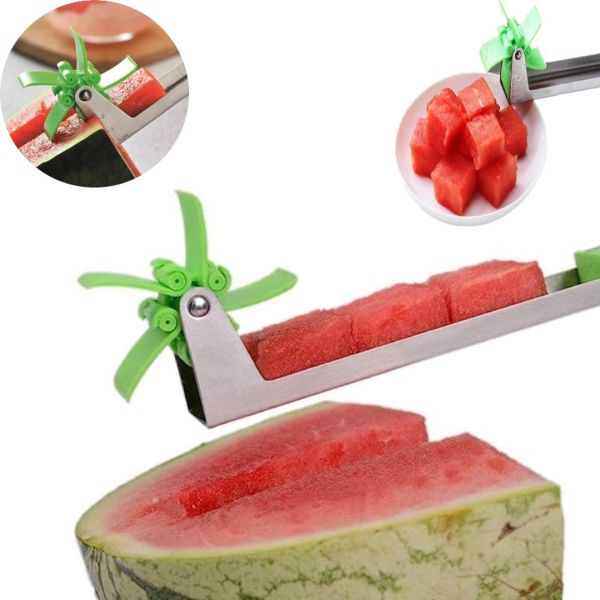 Нож слайсер для нарезки арбуза и дыни Sunroz Watermelon Slicer, Кухонное приспособление для резки кубиками фруктов в форме мельницы, Арбузорезка