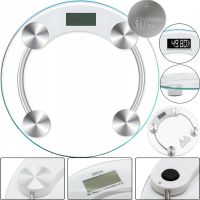 Электронные напольные весы Domotec MS-2003A до 180 кг, Круглые стеклянные весы с Led дисплеем домашние для взвешивания шаг 0.1 кг MS2003A Прозрачные