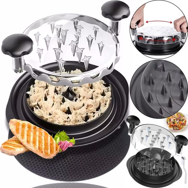 Ручной кухонный измельчитель Twist Chiken Shredder с медвежьими когтями для измельчения варенной куриной грудки свинины мяса с прозрачной крышкой