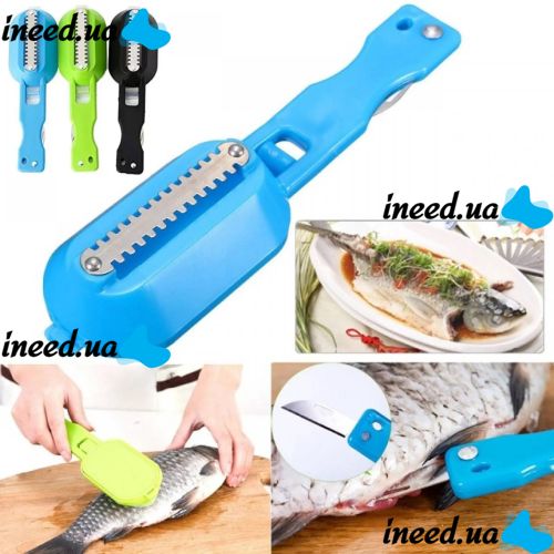 Ніж скребок для чищення луски риби Fish Scales Wiper Cleaning, Ручна рыбочистка з контейнером, ручний прилад для чищення риби з ножем для патрання