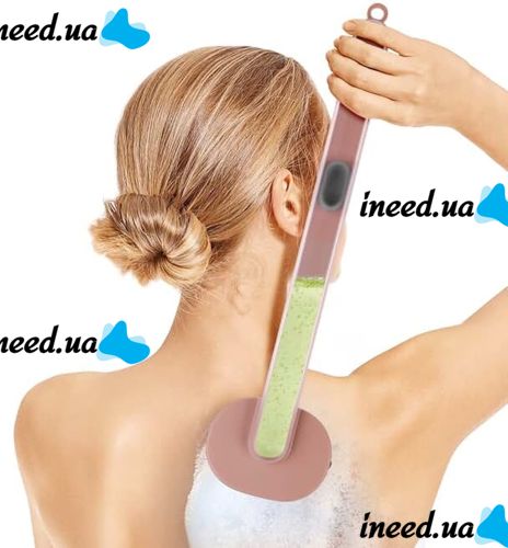 Massage brush Body brush CS96T with a long handle for a shower with a detergent container, Brush LY-588 36 cm with a dispenser for back and body massage