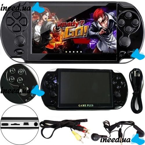 PSP X9 Plus 8GB Handheld Game Console for 1000 Games, 5.1" Wireless Console with Built-in Retro Games, TV Output and Headphones Black