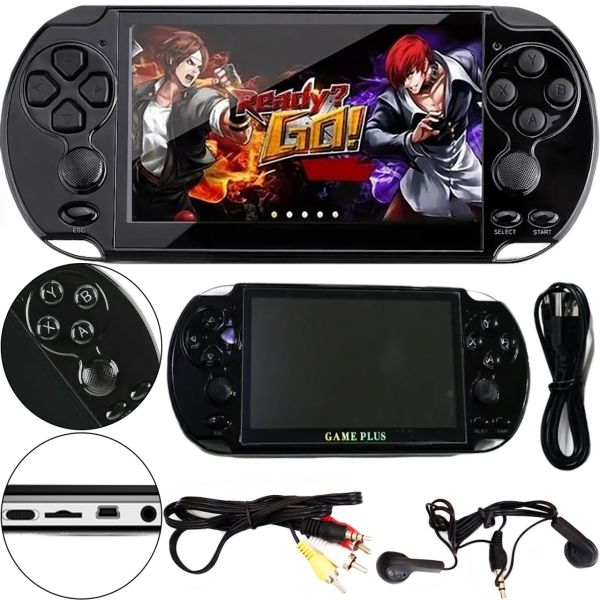 PSP X9 Plus 8GB Handheld Game Console for 1000 Games, 5.1" Wireless Console with Built-in Retro Games, TV Output and Headphones Black