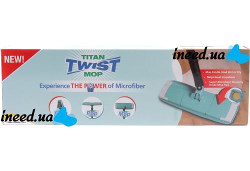 Універсальна швабра з віджимом Titan Twist Mop складна швабра ледащо для миття підлоги обертається на 360 градусів з насадкою з мікрофібри 130х11 см