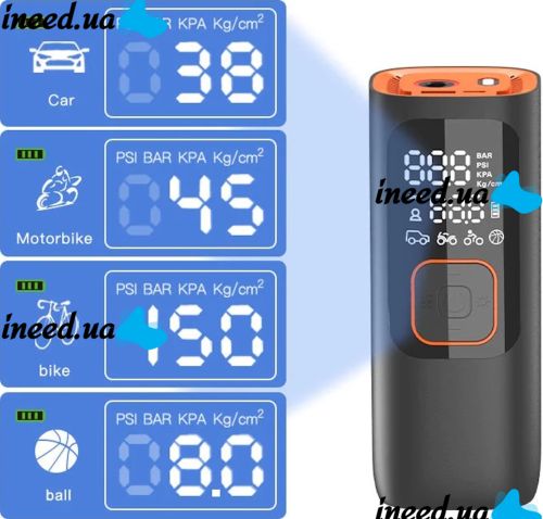 Car Compressor Car Air Pump ATJ-6988 Rechargeable Car Compressor with LCD Monitor, Portable Tire Pump for Car and Bicycle