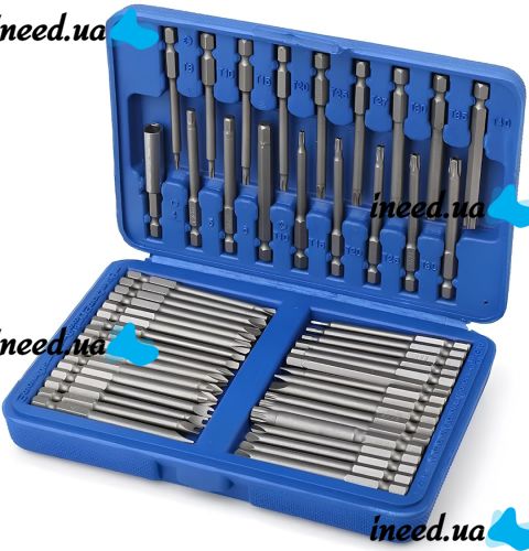 Набір магнітних насадок Socket Set AND ES-50 комплект з 49 односторонніх подовжених біт 75 мм з подовжувачем в кейсі для викруток і шуруповерта