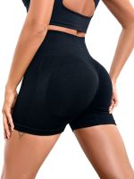 Women's Seamless Lifting Yoga Shorts XZY8855 Stretchy High Waist Push-Up Sport Cycling Shorts for Fitness Black S-XXL