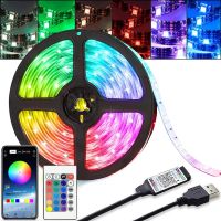 Світлодіодна USB стрічка 5 м з пультом Rope-Lights SMD5050 IP65 різнокольорова неонова гнучка c RGB контролером у силіконі Чорна SMD-5050 5м