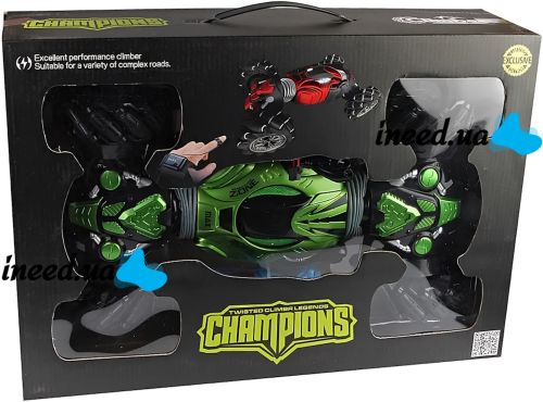 Трюкова машинка перевертиш Champions 2866 акумуляторний трансформер всюдихід на радіокеруванні і сенсорним управлінням жестами від руки Зелений